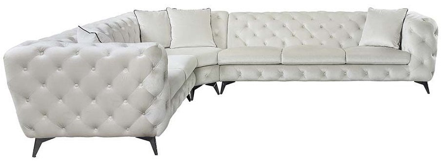 Acme LV01160 3 pc Brayden studio atronia chesterfield style beige fabric tufted design sectional sofa