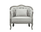 Acme LV01163 Gracie oaks highbridge Samael grey linen fabric pocket coil seating grey oak finish wood accents chair