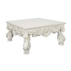 Acme LV01217 Astoria grand Adara antique white finish wood french inspired 50" square coffee table with ornate accents