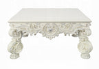 Acme LV01217 Astoria grand Adara antique white finish wood french inspired 50" square coffee table with ornate accents