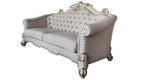 Acme LV01329-30 2 pc Astoria grand bordadora vendome ii antique pearl finish wood two tone ivory fabric sofa and love seat set