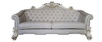 Acme LV01329-30 2 pc Astoria grand bordadora vendome ii antique pearl finish wood two tone ivory fabric sofa and love seat set