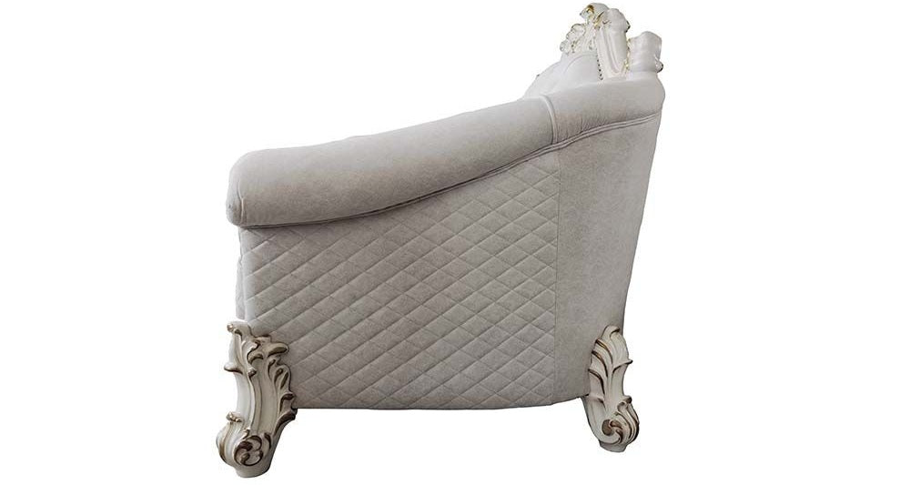 Acme LV01329-30 2 pc Astoria grand bordadora vendome ii antique pearl finish wood two tone ivory fabric sofa and love seat set