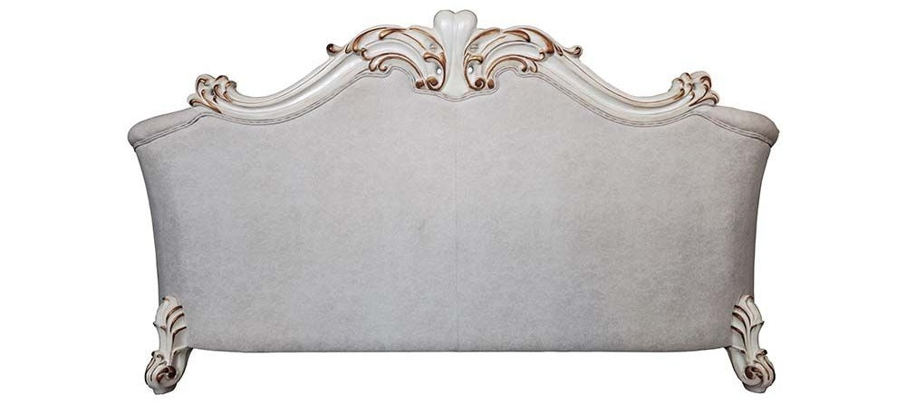 Acme LV01329-30 2 pc Astoria grand bordadora vendome ii antique pearl finish wood two tone ivory fabric sofa and love seat set