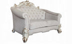 Acme LV01329-30 2 pc Astoria grand bordadora vendome ii antique pearl finish wood two tone ivory fabric sofa and love seat set