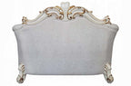 Acme LV01329-30 2 pc Astoria grand bordadora vendome ii antique pearl finish wood two tone ivory fabric sofa and love seat set
