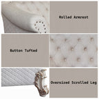 Acme LV01329-30 2 pc Astoria grand bordadora vendome ii antique pearl finish wood two tone ivory fabric sofa and love seat set