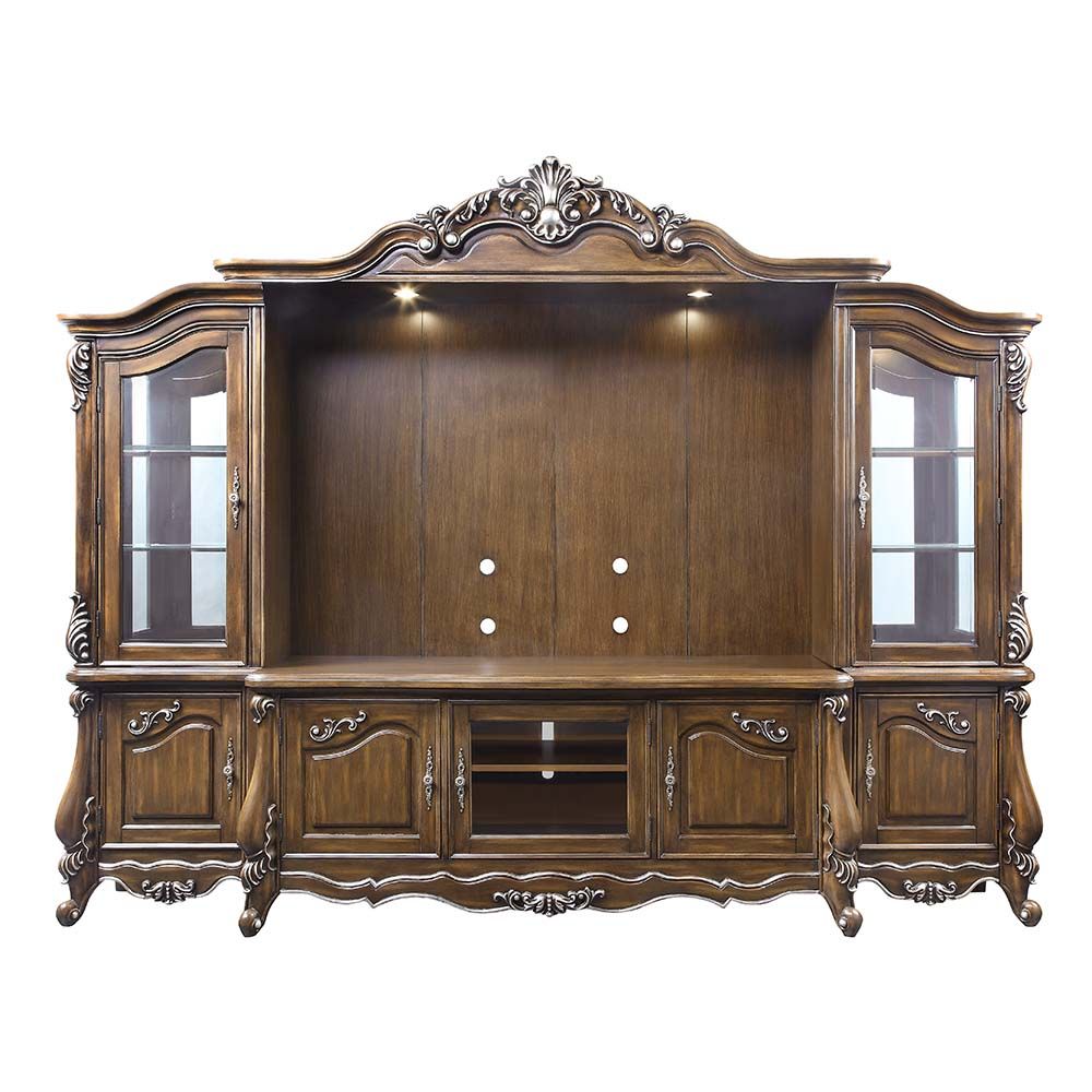 Acme LV01355 4 pc Astoria grand roza Latisha antique oak finish wood entertainment center wall unit