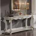 Acme LV01528 Astoria grand vendome antique pearl finish wood ornate accents sofa entry console table lower shelf