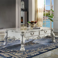 Acme LV01686 Rosdorf park dresden vintage bone white finish wood carved accents coffee table with drawers