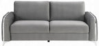Acme LV01710-11 2 pc Wenona grey velvet fabric sofa and love seat set rounded arms chrome accents