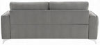 Acme LV01710-11 2 pc Wenona grey velvet fabric sofa and love seat set rounded arms chrome accents