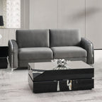 Acme LV01710-11 2 pc Wenona grey velvet fabric sofa and love seat set rounded arms chrome accents