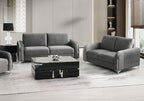 Acme LV01710-11 2 pc Wenona grey velvet fabric sofa and love seat set rounded arms chrome accents