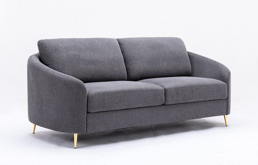 Acme LV01771-72  2 pc  Orren ellis Yuina gray linen like fabric sofa and love seat with curved arms