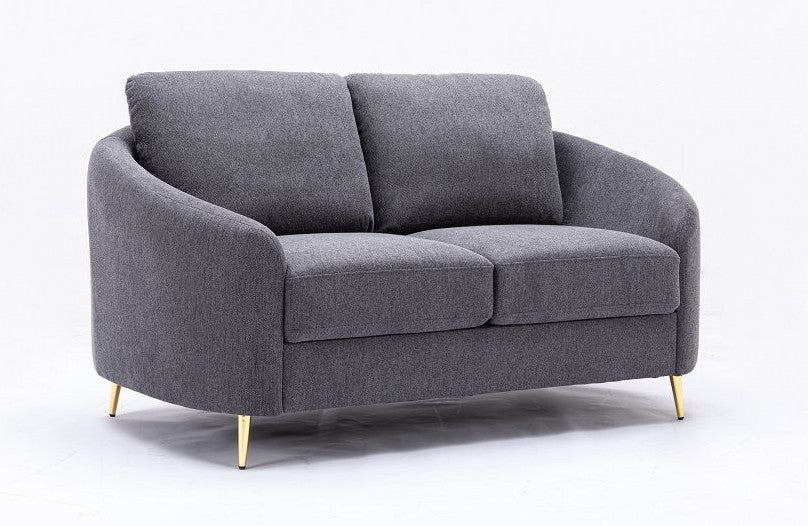 Acme LV01771-72  2 pc  Orren ellis Yuina gray linen like fabric sofa and love seat with curved arms