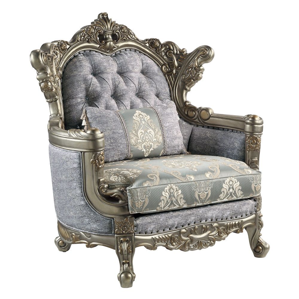 Acme LV01782 Astoria grand Miliani antique bronze finish wood french inspired high back chair with ornate accents