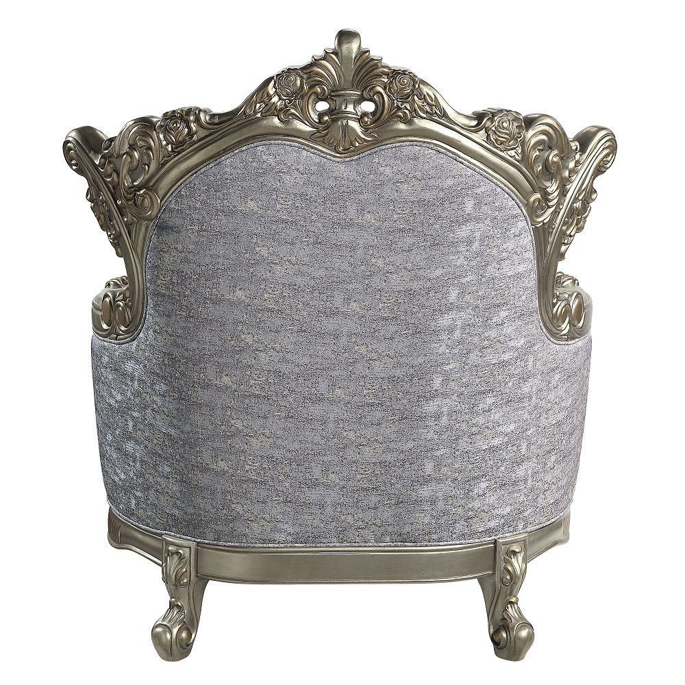 Acme LV01782 Astoria grand Miliani antique bronze finish wood french inspired high back chair with ornate accents