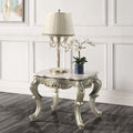 Acme LV01784 Astoria grand miliani antique bronze finish wood marble top ornate accents end table