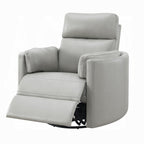 Acme LV01880 Sagen gray leather aire swivel recliner glider chair with side pillows