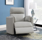 Acme LV01880 Sagen gray leather aire swivel recliner glider chair with side pillows