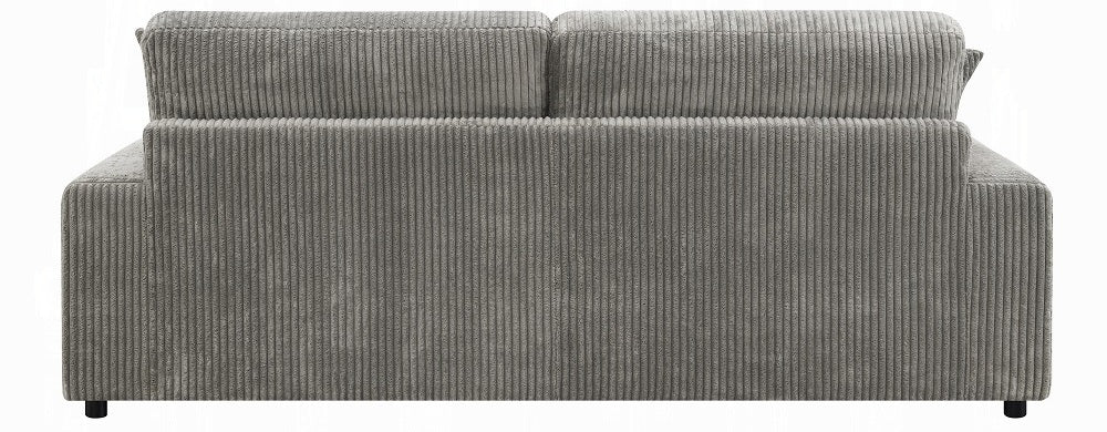 Acme LV01882 2 pc Tavia grey corduroy fabric 82" sectional sofa with chaise and pillows