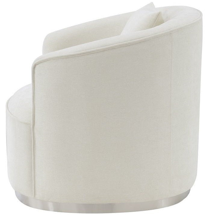 Acme LV01917-18 2 pc Darby home co Odette beige chenille fabric sofa and love seat set curved arms silver trim base