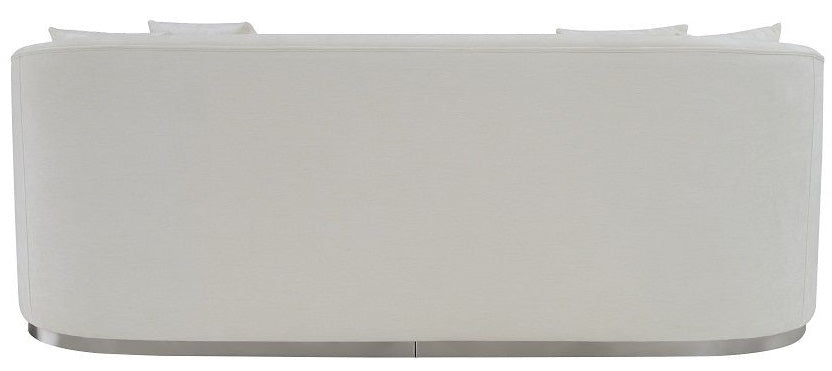 Acme LV01917-18 2 pc Darby home co Odette beige chenille fabric sofa and love seat set curved arms silver trim base