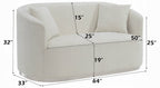 Acme LV01917-18 2 pc Darby home co Odette beige chenille fabric sofa and love seat set curved arms silver trim base