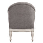 Acme LV02121 Florian antique white finish wood rustic modern tufted back accent chair with grey fabric