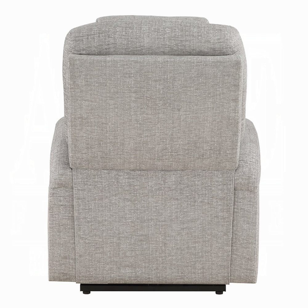 Acme LV02180 Evander light grey chenille power lift power recliner chair cup holders