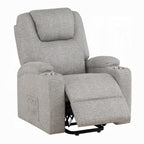 Acme LV02180 Evander light grey chenille power lift power recliner chair cup holders