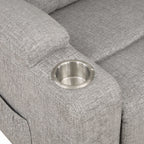 Acme LV02180 Evander light grey chenille power lift power recliner chair cup holders