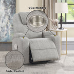 Acme LV02180 Evander light grey chenille power lift power recliner chair cup holders