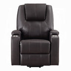 Acme LV02181 Evander dark brown faux leather power lift power recliner chair cup holders