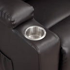Acme LV02181 Evander dark brown faux leather power lift power recliner chair cup holders