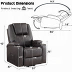 Acme LV02181 Evander dark brown faux leather power lift power recliner chair cup holders