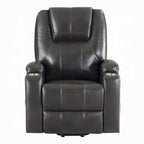 Acme LV02182 Evander gunmetal faux leather power lift power recliner chair cup holders