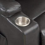 Acme LV02182 Evander gunmetal faux leather power lift power recliner chair cup holders