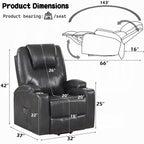 Acme LV02182 Evander gunmetal faux leather power lift power recliner chair cup holders