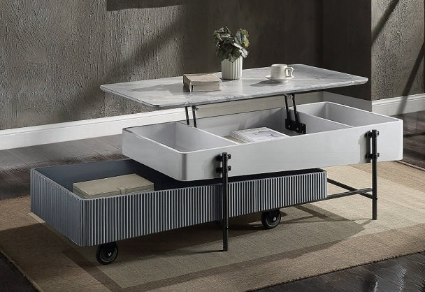 Acme LV02187 Wilkins grey and white finish wood mid century modern lift top coffee table
