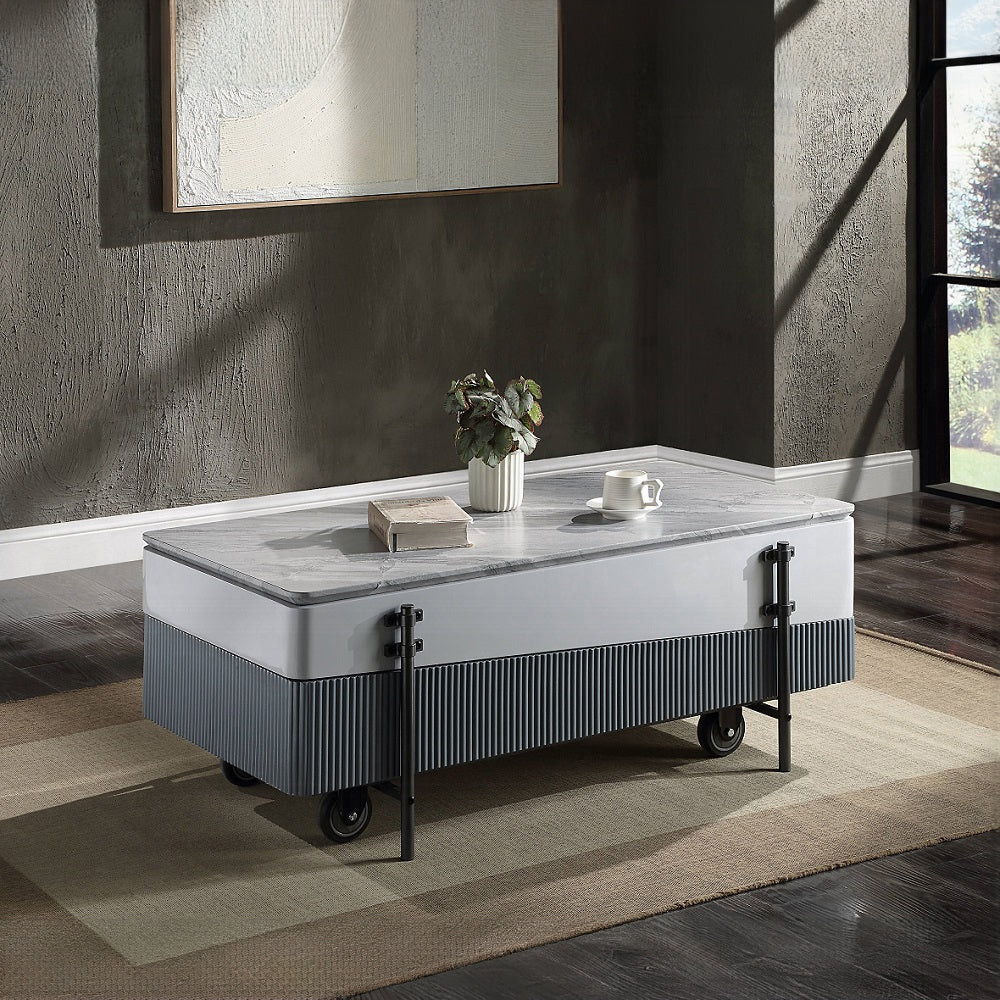 Acme LV02187 Wilkins grey and white finish wood mid century modern lift top coffee table