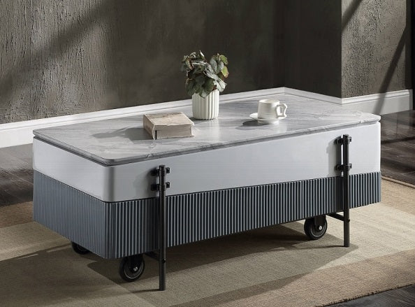 Acme LV02187 Wilkins grey and white finish wood mid century modern lift top coffee table