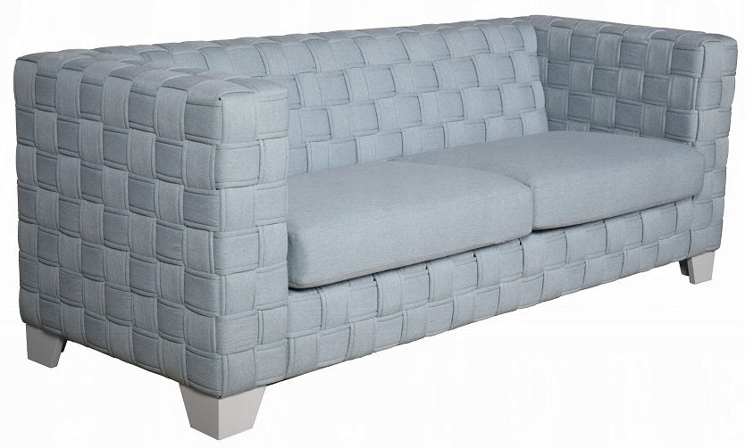 Acme LV02346-47 2 pc Saree light teal chenille fabric woven design white accents sofa and love seat set