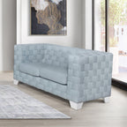Acme LV02346-47 2 pc Saree light teal chenille fabric woven design white accents sofa and love seat set