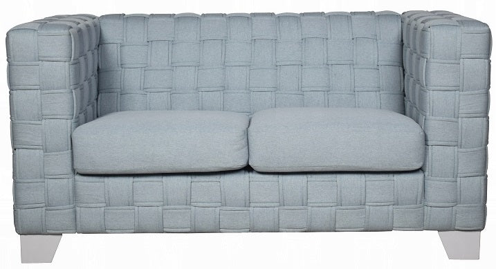 Acme LV02346-47 2 pc Saree light teal chenille fabric woven design white accents sofa and love seat set