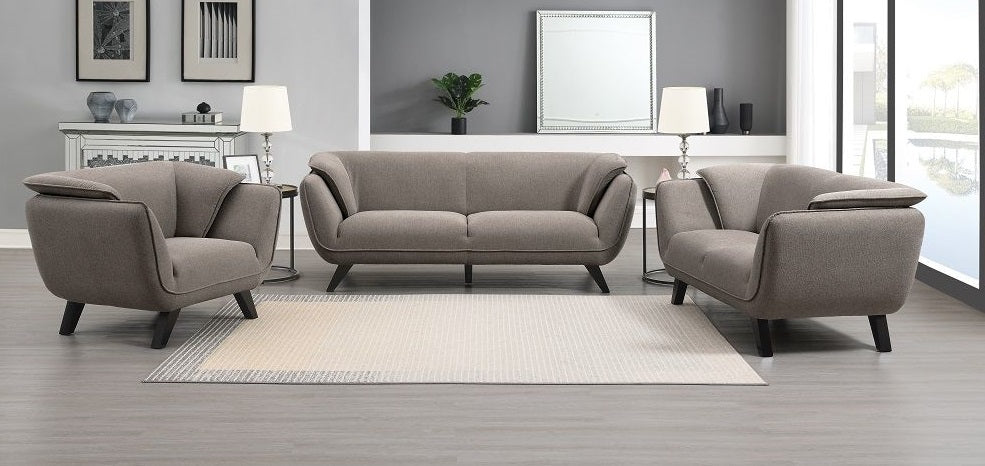 Acme LV02368-69 2 pc A&J Homes studio Valin brown linen like fabric sofa and love seat set padded backs