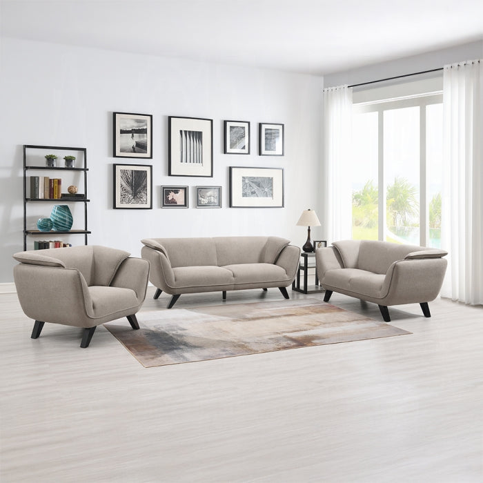 Acme LV02368-69 2 pc A&J Homes studio Valin brown linen like fabric sofa and love seat set padded backs