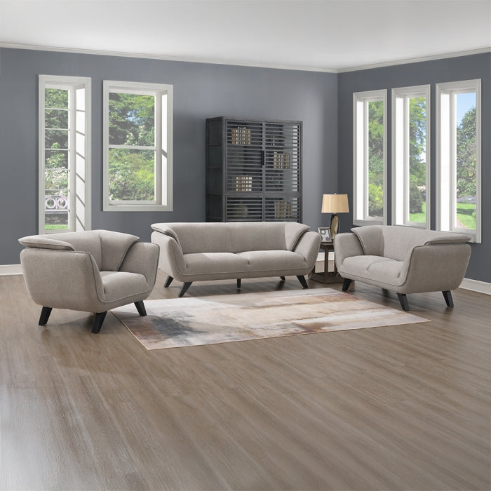 Acme LV02368-69 2 pc A&J Homes studio Valin brown linen like fabric sofa and love seat set padded backs
