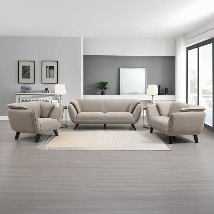 Acme LV02368-69 2 pc A&J Homes studio Valin brown linen like fabric sofa and love seat set padded backs
